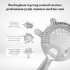 Buckingham Cocktail Strainer 4 Prong Hawthorne Professional Grade Stainless Steel