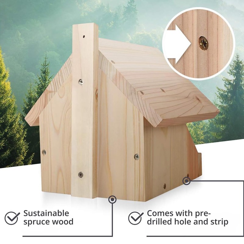 Solid Wood Blackbird Nesting Box - Weatherproof & Untreated, Wooden