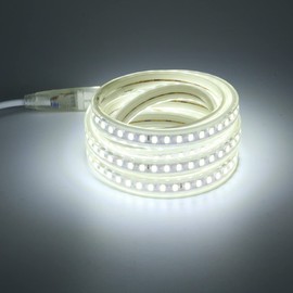 pcning 5730 LED Strip Waterproof 2 m 230 V Direct Connection, LED Strip Cool White 6000 K 2 Metre IP67 Strip with EU Plug (Cool White, 2)