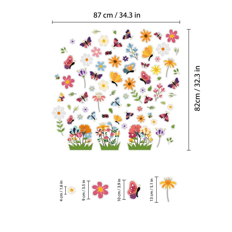 WALPLUS Butterfly Window Stickers Peel and Stick Flower Window Stickers
