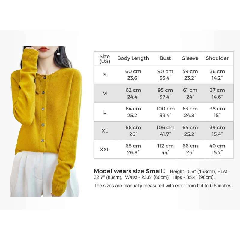 Chanyarn Women's Crew Neck 100% Merino Wool Cardigans 2024 Spring