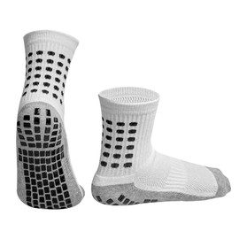 Linkidea Kids Soccer Grip Socks (2 Pair), Anti Slip Soccer Socks for Kids Age 6-9, Soccer Non Slip Socks with Grip Pads, Blister Prevention, Towel Cushioned (White)