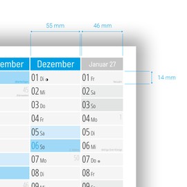 Wall Calendar 2026 · DIN A1 (84.1 cm x 59.4 cm) · with Monthly Overview for 15 Months, Annual Calendar for Office, Home, Year Planner, Monthly Planner, Family Calendar · Folded (Blue)