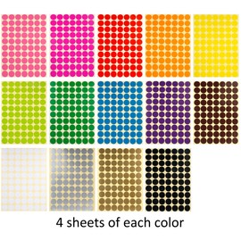 JANYUN 3920 Pcs 3/4" Color Dot Stickers,Colored Coding Labels Circle Dots 14 Assorted Colors 0.75 Inch Colored Round Labels Stickers Dot with Zipper File Pocket for Office Classroom Student