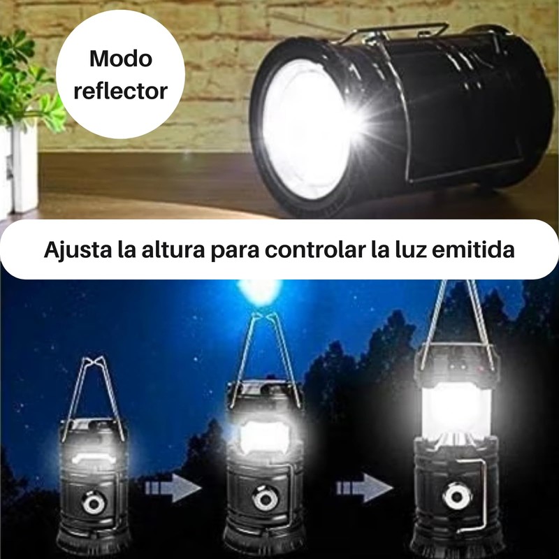 DOSYU Lámpara Linterna de Camping Recargable USB/Luz Solar, Impermeable, Plegable