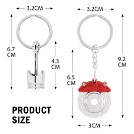 BETESSIN 2 x Key Fob Motorcycle & Motorcycle Helmet / Piston Car Keychain Pendant Decorative Shock Absorber Key Ring with O-Ring Motorcyclist Gift Idea DIY Car Decoration Accessories, Pistons with