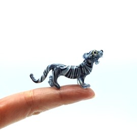 Sansukjai Rare Tiger - Figuritas de Cristal Soplado a Mano, Figuras Animales Salvajes, Coleccionables, Regalo para Decoración del Hogar (Negro)