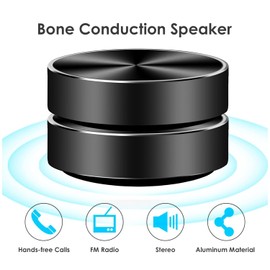 Bluetooth Mini Speaker Bone Conduction Portable Wireless Speaker Stereo Bass Sound Creative Portable Speakers Mini Size Music Player for Home,Outdoor,Travel (2pcs Black)