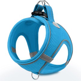 Joytale Dog Harness, Reflective Soft Padded Dog Harness, Breathable Air Mesh Chest Harness for Cats, Puppies, Small Dogs, XXS, Baby Blue