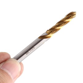 Hilitand 5 Pcs Titanium Coated HSS Spiral Fluted Screw Tap Set Thread Cutting Tapping Tool M3 M4 M5 M6 M8