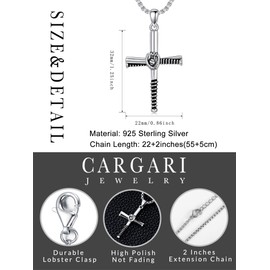 Cargari Baseball Cross Necklace 925 Sterling Silver Baseball Bat Gloves Pendant Sports Necklace Inspaired Baseball Jewelry Baseball Gifts for Men Women Athletes
