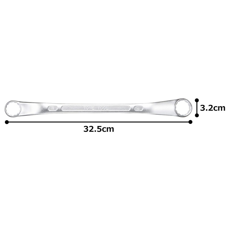 TONE M45-2123 Long Glasses Wrench (45°) Double Side Width 0.8