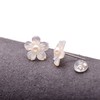 Freshwater Cultured Pearl Studs Hand Carved Shell Flower Earrings for