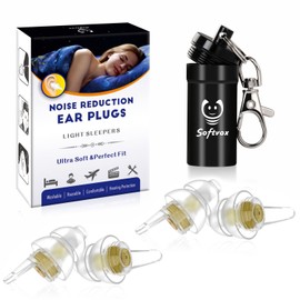 softvox Small Ear Plugs 2 Pairs, Soft Silicone Noise Reduction Earplugs for Adults Kids with Small Ear Canals, Sound Blocking Ear Buds for Sleeping, Snoring, Work, Concerts, Music,Travel,Motorcycle