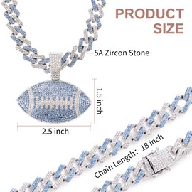 Pazciay Mens Hip-hop Cuban Link Chain, Bling Rhinestone Necklace 20inch Diamond Chain Jewelry For Men (PAXNL-07)