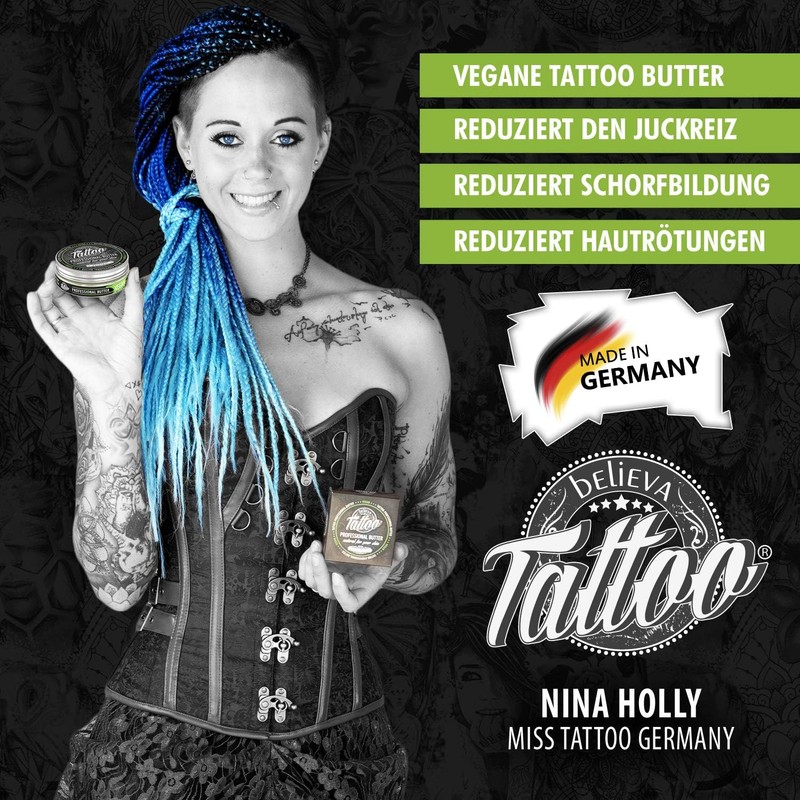 Believa Tattoo Butter, Premium Tattoo Care with Vegan Formula and