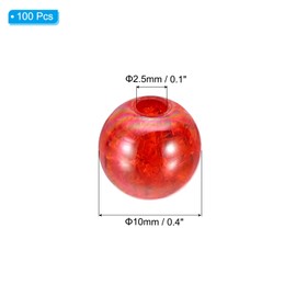 PATIKIL 10mm Acrylic Beads, 100pcs Cute Beads Bulk Spacer Bead Bubble Crackle Sparkle Beads Crystal Plastic Candy Round Bead for Making Necklace Earring Craft,Red