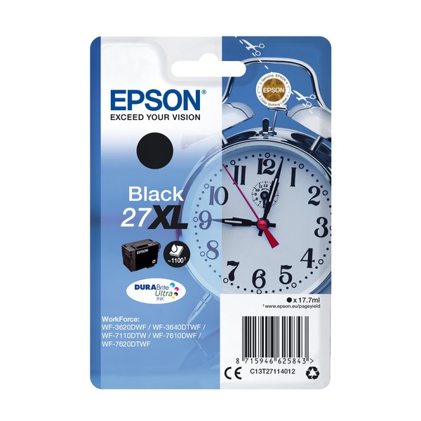 Epson 27XL Black Alarm Clock High Yield Genuine, DuraBrite Ultra