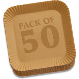 HiFEN® 50PCS Square Air Fryer Liners, 20cm Disposable Non-Stick Paper Sheets, Baking Parchment Paper for Ninja Dual Zone AF300UK AF400UK, COSORI, Tower – Oil-Proof Air Fryer Insert Liners