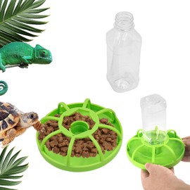 Norhogo Reptile Water Dispenser with Water Bottle. Suitable for Small Animals such as Turtles, Lizards, Hamsters, Green