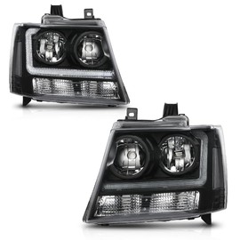 G-PLUS LED Headlights Assembly Front Headlamps Fit Chevy Tahoe Suburban 1500 2007-2014,Fit Chevy Avalanche Suburban 2500 2007-2013 Clear Lens Black Housing Clear Reflector,faros delanteros