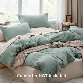 BEDSURE Sage Green Duvet Cover Queen Size - Soft Prewashed Queen Duvet Cover