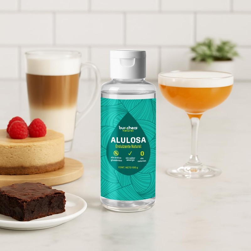 Burchers Natural - Alulosa liquida, Endulzante Natural Sin Calorías, 100g,
