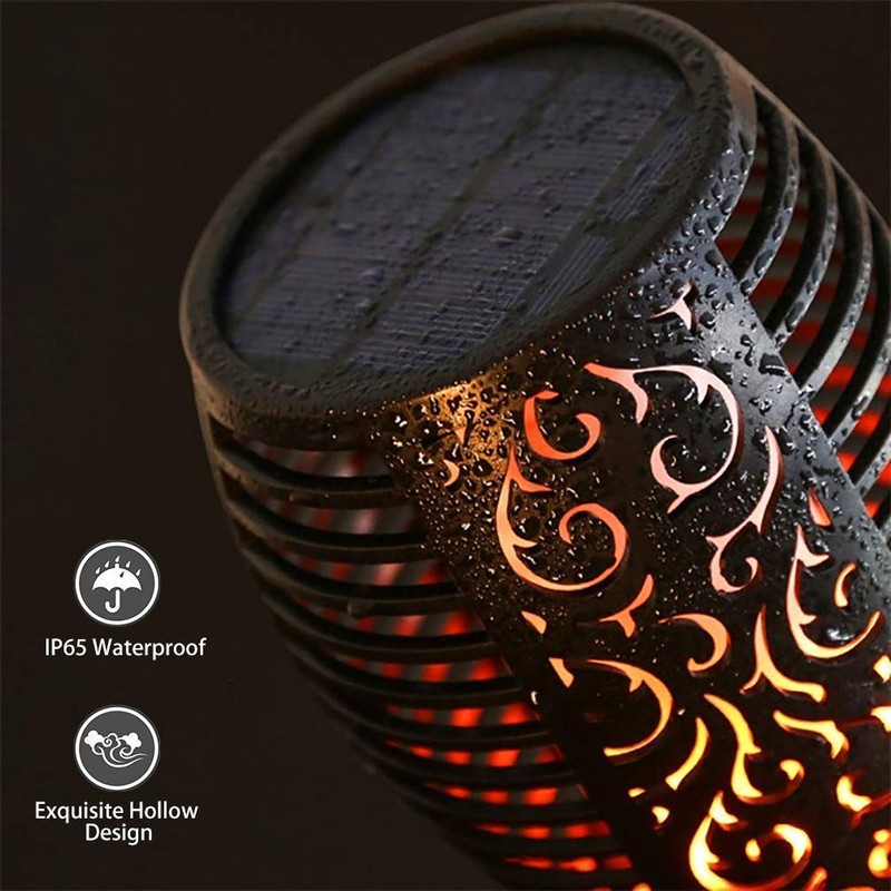 ABFP Solar Lights Outdoor, 2 Pack Torches Flame Garden Lights