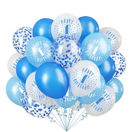 Jwssor 1st Birthday Balloons,20pcs Baby Blue Happy Birthday Balloons,First Birthday Balloons,Number 1 Balloons for Birthday Party