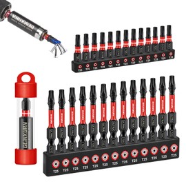 Geinxurn Impact Torx Screwdriver Bits Set,26Pcs 1”/2”Magnetic T25 S2 Steel Star Driver Bits and 1Pc Bit Holder with Color Coded Base
