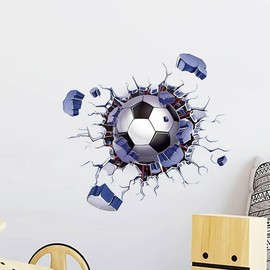 (Pack of 2) Football 3D Wall Stickers, Football Themed Wall Sticker for Children's Kid's Room, Removable Transparent Background, TV Wall Decoration, Wall Stickers, Living Room, Bedroom, Games Room