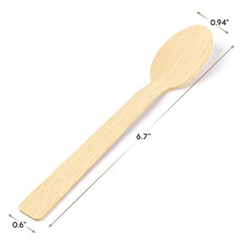GUSTO [Case of 1200] Natural Bamboo Disposable Spoons - Biodegradable and Eco-Friendly Utensils for Parties, Events, and Everyday Use