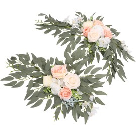 Dpofirs Swag de Flores Artificiales para de Boda Guirnalda Floral de Seda Hecha a Mano de 60 Cm X 30 Cm y 45 X 26 para Ceremonia de Decoración de Fondo Interior y Exterior (18255)