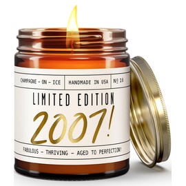 18th Birthday Gifts for Girls - 'Limited Edition 2007' Soy Candle, w/Champagne on Ice I 18 Birthday Gifts for Women I 18th Birthday Gift for Her Ideas I 9oz Reusable Jar, 50Hr Burn, Made in USA