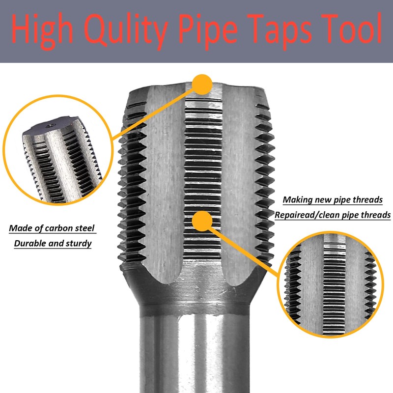 Professional 5 Piece NPT Pipe Tap Set, Carbon Steel NPT