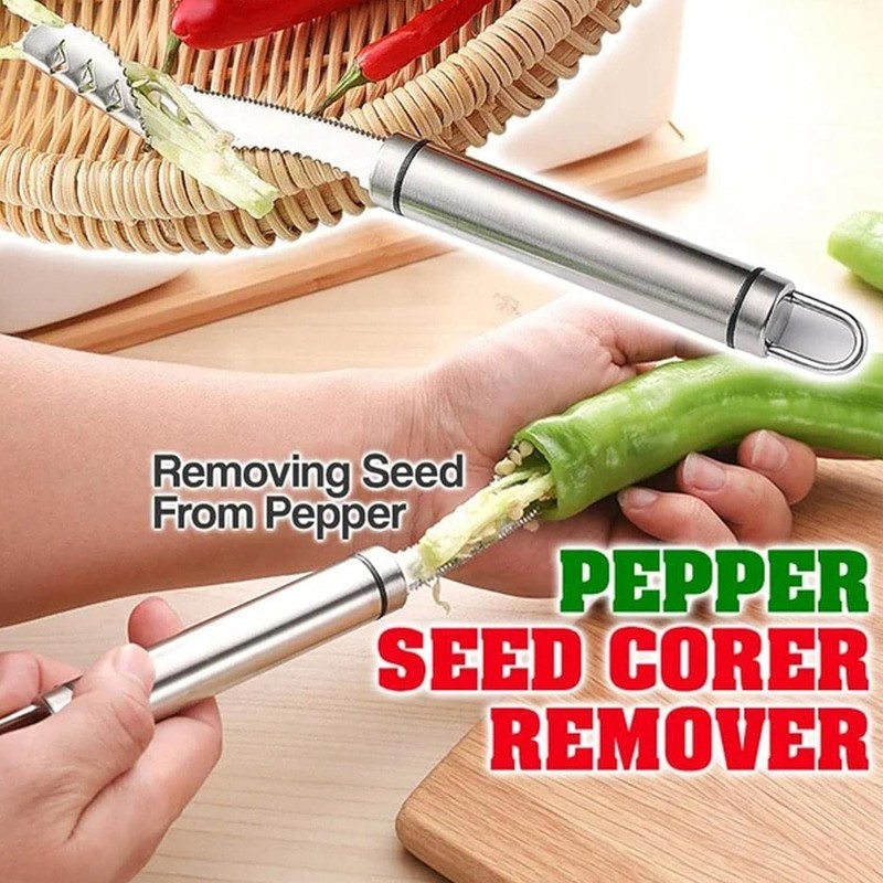 Pack of 2 Stainless Steel Pepper Seeds Corer Remover Jalapeno
