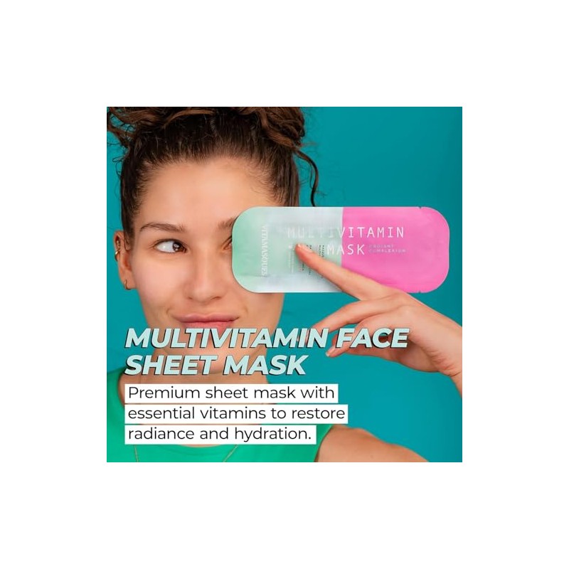 Vitamasques Mascarilla Multivitamínica, Paquete De 8 - Hidratante Y Nutritiva