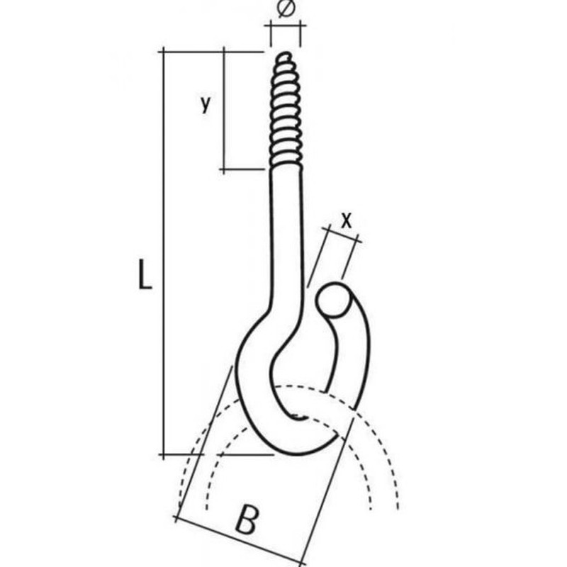 Pack of 2 Screw Hooks M10 140 mm Ceiling Hooks