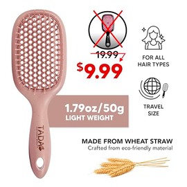 Cepillo Desenredante Tada Natural Beauty para Cabello Rizado, Grueso, Ondulado Y Fino Orificios de Ventilación para Un Secado Y Peinado Rápidos Cepill