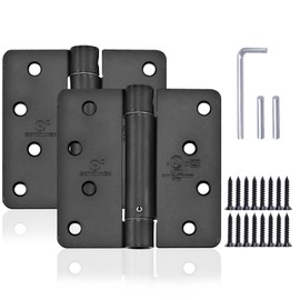 SORGMACH Self Closing Door Hinge 4 inch Matte Black Auto Close Hinges Adjustable 4 x 4 Inch Spring Hinges Door Closer Hinge 1/4" Radius Corner Commercial Auto Self-Closing Hinge UL Listed, 2 Pieces