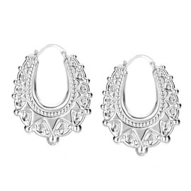 Silver Creole Gypsy Hoop Earrings Extra Large Oval Victorian Fashion For Her