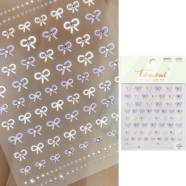 SARATA Bow Nail Stickers 5D Embossed Ribbon Bow Nail Stickers Crystal Diamond White Purple Bow Nail Art Stickers for Nail Designs Bow Nail Decals Supplies for Women DIY Nail Art Decor 1PCS, Style8