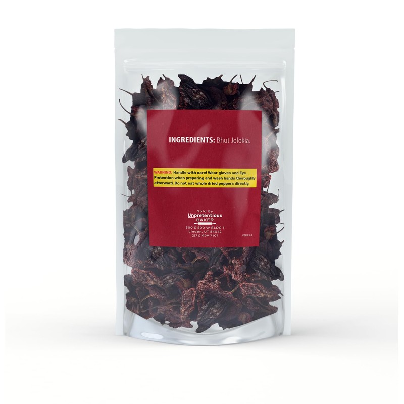 Dried Ghost Peppers By Unpretentious Baker, 25 count, Extremely Hot