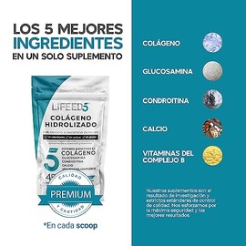 LIFEED Suplemento Colágeno Hidrolizado Puro en Polvo, Frasco con 405 g  Rinde 45 porciones por envase. Contiene colágeno hidrolizado, calcio y...     