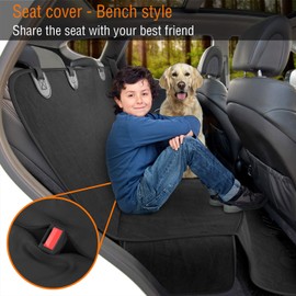 Active Pets Car Seat Cover for Dogs - XL Waterproof Dog Seat Cover for Back Seat in SUV or Truck - Convertible Pet Hammock & Trunk Protector for Travel - Black