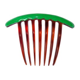 CaravanToertoise Shell French Twist Comb Made in France decorated with Green Epoxy