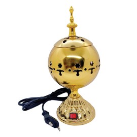 Fenteer Electric Incense Burner Portable 12 cm Height Incense Burner for Yoga Office Ornament, Gold