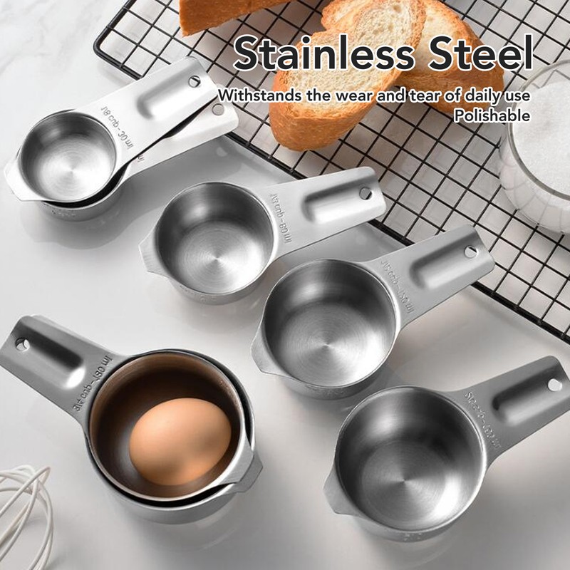 7Pcs Measuring Cups Set Stainless Steel Stackable Multifunctional Metal Nesting