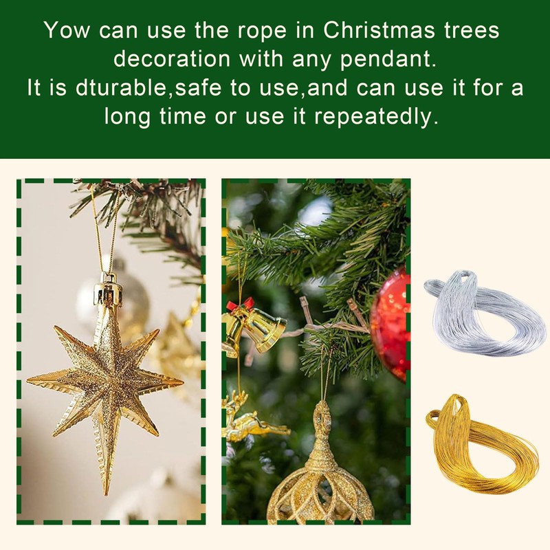 200M Gold Silver Twine String, Christmas Silver and Gold Thread