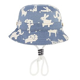 GEMVIE - Fishing Hat Blue Children 3 Months - 8 Years Print Model Animals Light Blue Sun Hat Anti-UV Foldable Cotton Outdoor Hat Blue Small, blue